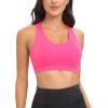 imageRUNNING GIRL Sports Bra for Women CrissCross Back Padded Strappy Sports Bras Medium Support Yoga Bra with Removable CupsAbrilliant Pink