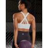 imageRUNNING GIRL Sports Bra for Women CrissCross Back Padded Strappy Sports Bras Medium Support Yoga Bra with Removable CupsAgrey