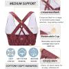 imageRUNNING GIRL Sports Bra for Women CrissCross Back Padded Strappy Sports Bras Medium Support Yoga Bra with Removable CupsApython Red