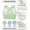 imageRUNNING GIRL Sports Bra for Women CrissCross Back Padded Strappy Sports Bras Medium Support Yoga Bra with Removable CupsBgreen