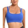 imageRUNNING GIRL Sports Bra for Women CrissCross Back Padded Strappy Sports Bras Medium Support Yoga Bra with Removable CupsDbrillant Blue