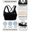 imageRUNNING GIRL Sports Bra for Women CrissCross Back Padded Strappy Sports Bras Medium Support Yoga Bra with Removable CupsDink Black