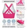 imageRUNNING GIRL Sports Bra for Women CrissCross Back Padded Strappy Sports Bras Medium Support Yoga Bra with Removable CupsHot Pink