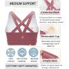 imageRUNNING GIRL Sports Bra for Women CrissCross Back Padded Strappy Sports Bras Medium Support Yoga Bra with Removable CupsRose Red