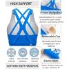 imageRUNNING GIRL Sports Bra for Women MediumHigh Support CrissCross Back Strappy Padded Sports Bras Supportive Workout TopsAbrilliant Blue