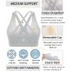 imageRUNNING GIRL Sports Bra for Women MediumHigh Support CrissCross Back Strappy Padded Sports Bras Supportive Workout TopsAgrey