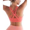 imageRUNNING GIRL Sports Bra for Women MediumHigh Support CrissCross Back Strappy Padded Sports Bras Supportive Workout TopsAwatermelon Red