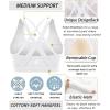 imageRUNNING GIRL Sports Bra for Women MediumHigh Support CrissCross Back Strappy Padded Sports Bras Supportive Workout TopsAwhite