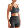 imageRUNNING GIRL Sports Bras for WomenSexy Crisscross Back Seamless Padded Sports Bra Medium Support with Removable Pads1blackgreybrown