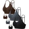 imageRUNNING GIRL Sports Bras for WomenSexy Crisscross Back Seamless Padded Sports Bra Medium Support with Removable Pads1blackgreybrown