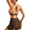 imageRUNNING GIRL Sports Bras for WomenSexy Crisscross Back Seamless Padded Sports Bra Medium Support with Removable Pads1greybrowngreen