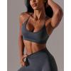 imageRUNNING GIRL Sports Bras for WomenSexy Crisscross Back Seamless Padded Sports Bra Medium Support with Removable PadsAblackgreybrown