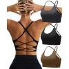 imageRUNNING GIRL Sports Bras for WomenSexy Crisscross Back Seamless Padded Sports Bra Medium Support with Removable PadsAblackgreybrown