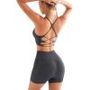 imageRUNNING GIRL Sports Bras for WomenSexy Crisscross Back Seamless Padded Sports Bra Medium Support with Removable PadsAblackgreybrown