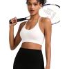 imageRUNNING GIRL Sports Bras for WomenSexy Crisscross Back Seamless Padded Sports Bra Medium Support with Removable PadsAblackgreywhite