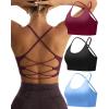 imageRUNNING GIRL Sports Bras for WomenSexy Crisscross Back Seamless Padded Sports Bra Medium Support with Removable PadsAblackredblue