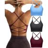 imageRUNNING GIRL Sports Bras for WomenSexy Crisscross Back Seamless Padded Sports Bra Medium Support with Removable PadsAblackredblue