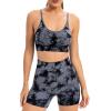 imageRUNNING GIRL Sports Bras for WomenSexy Crisscross Back Seamless Padded Sports Bra Medium Support with Removable PadsAtie Dye Grey