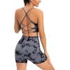 imageRUNNING GIRL Sports Bras for WomenSexy Crisscross Back Seamless Padded Sports Bra Medium Support with Removable PadsAtie Dye Grey