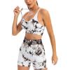 imageRUNNING GIRL Sports Bras for WomenSexy Crisscross Back Seamless Padded Sports Bra Medium Support with Removable PadsAtie Dye White