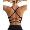 imageRUNNING GIRL Sports Bras for WomenSexy Crisscross Back Seamless Padded Sports Bra Medium Support with Removable PadsBlack