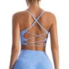 imageRUNNING GIRL Sports Bras for WomenSexy Crisscross Back Seamless Padded Sports Bra Medium Support with Removable PadsBlue
