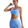 imageRUNNING GIRL Sports Bras for WomenSexy Crisscross Back Seamless Padded Sports Bra Medium Support with Removable PadsBlue