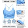 imageRUNNING GIRL Sports Bras for WomenSexy Crisscross Back Seamless Padded Sports Bra Medium Support with Removable PadsBlue