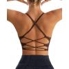 imageRUNNING GIRL Sports Bras for WomenSexy Crisscross Back Seamless Padded Sports Bra Medium Support with Removable PadsBrown