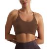 imageRUNNING GIRL Sports Bras for WomenSexy Crisscross Back Seamless Padded Sports Bra Medium Support with Removable PadsBrown