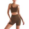 imageRUNNING GIRL Sports Bras for WomenSexy Crisscross Back Seamless Padded Sports Bra Medium Support with Removable PadsBrown