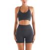 imageRUNNING GIRL Sports Bras for WomenSexy Crisscross Back Seamless Padded Sports Bra Medium Support with Removable PadsGrey