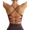 imageRUNNING GIRL Sports Bras for WomenSexy Crisscross Back Seamless Padded Sports Bra Medium Support with Removable PadsWine Red