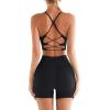 imageRUNNING GIRL Sports Bras for WomenSexy Crisscross Back Seamless Padded Sports Bra Medium Support with Removable PadsZblack Set