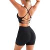 imageRUNNING GIRL Sports Bras for WomenSexy Crisscross Back Seamless Padded Sports Bra Medium Support with Removable PadsZblack Set