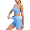 imageRUNNING GIRL Sports Bras for WomenSexy Crisscross Back Seamless Padded Sports Bra Medium Support with Removable PadsZblue Set