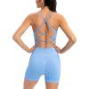 imageRUNNING GIRL Sports Bras for WomenSexy Crisscross Back Seamless Padded Sports Bra Medium Support with Removable PadsZblue Set