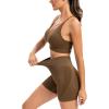 imageRUNNING GIRL Sports Bras for WomenSexy Crisscross Back Seamless Padded Sports Bra Medium Support with Removable PadsZbrown Set