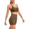 imageRUNNING GIRL Sports Bras for WomenSexy Crisscross Back Seamless Padded Sports Bra Medium Support with Removable PadsZbrown Set