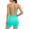 imageRUNNING GIRL Sports Bras for WomenSexy Crisscross Back Seamless Padded Sports Bra Medium Support with Removable PadsZelectric Green Set