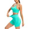 imageRUNNING GIRL Sports Bras for WomenSexy Crisscross Back Seamless Padded Sports Bra Medium Support with Removable PadsZelectric Green Set