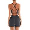 imageRUNNING GIRL Sports Bras for WomenSexy Crisscross Back Seamless Padded Sports Bra Medium Support with Removable PadsZgrey Set