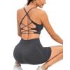 imageRUNNING GIRL Sports Bras for WomenSexy Crisscross Back Seamless Padded Sports Bra Medium Support with Removable PadsZgrey Set