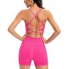 imageRUNNING GIRL Sports Bras for WomenSexy Crisscross Back Seamless Padded Sports Bra Medium Support with Removable PadsZhot Pink Set