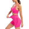 imageRUNNING GIRL Sports Bras for WomenSexy Crisscross Back Seamless Padded Sports Bra Medium Support with Removable PadsZhot Pink Set