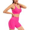 imageRUNNING GIRL Sports Bras for WomenSexy Crisscross Back Seamless Padded Sports Bra Medium Support with Removable PadsZhot Pink Set
