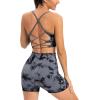 imageRUNNING GIRL Sports Bras for WomenSexy Crisscross Back Seamless Padded Sports Bra Medium Support with Removable PadsZtie Dye Grey Set