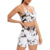 imageRUNNING GIRL Sports Bras for WomenSexy Crisscross Back Seamless Padded Sports Bra Medium Support with Removable PadsZtie Dye White Set