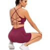 imageRUNNING GIRL Sports Bras for WomenSexy Crisscross Back Seamless Padded Sports Bra Medium Support with Removable PadsZwine Red Set