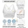 imageRUNNING GIRL Strappy Sports Bra for Women Sexy Crisscross Back Light Support Yoga Bra with Removable Cups2snow White